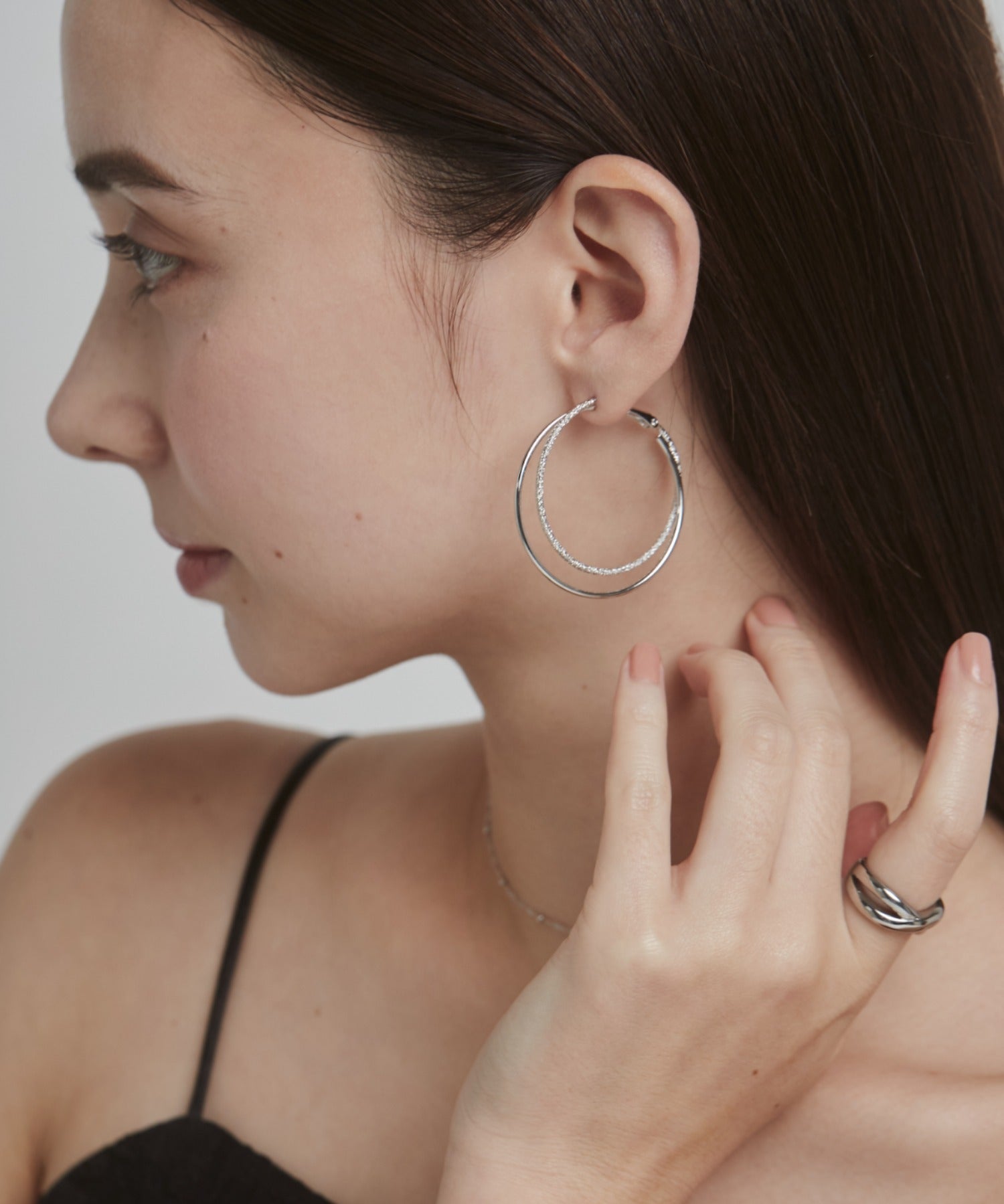 ciite' シーテ ピアス（両耳用） 梨地フープピアス (両耳用)