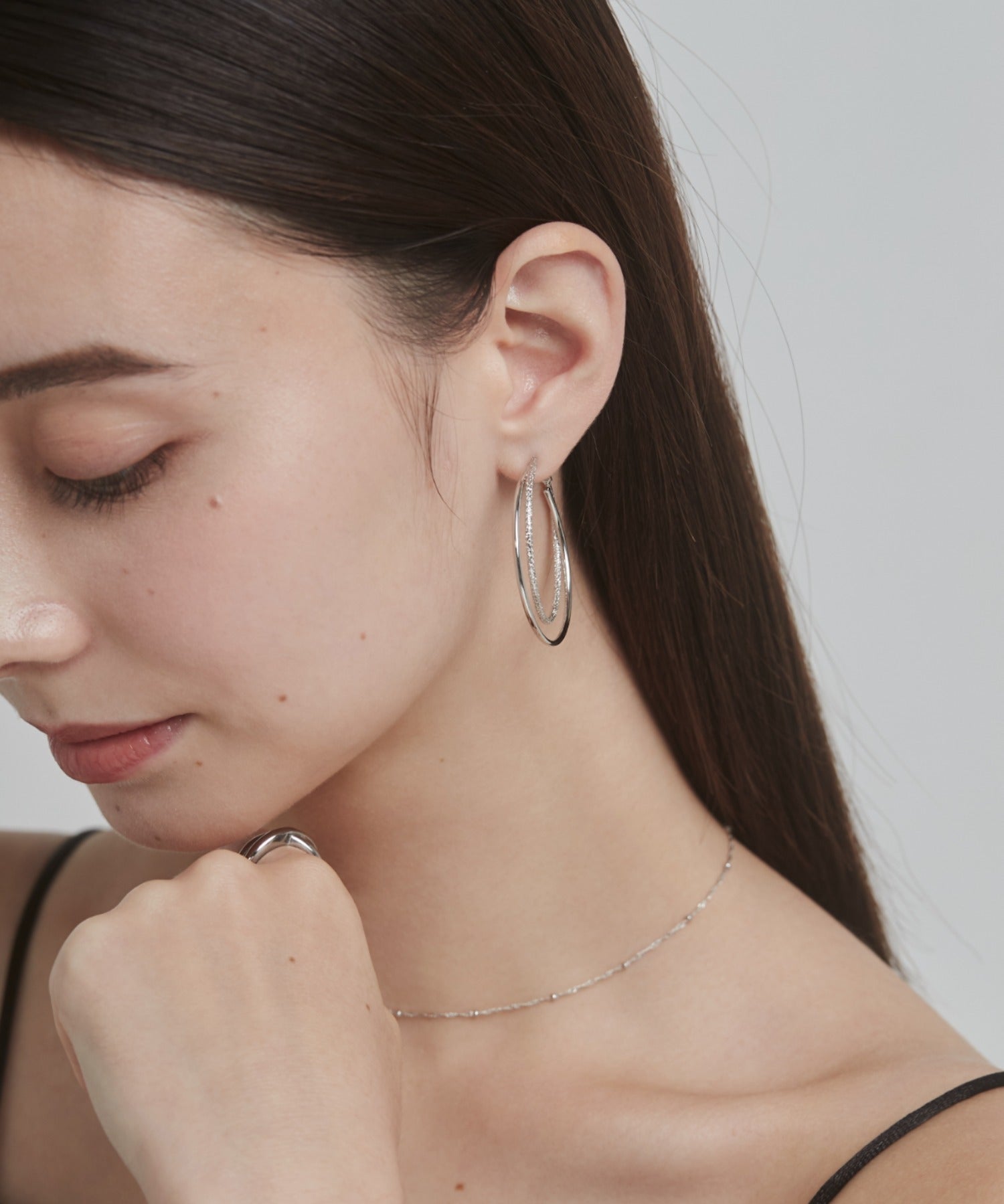 ciite' シーテ ピアス（両耳用） 梨地フープピアス (両耳用)