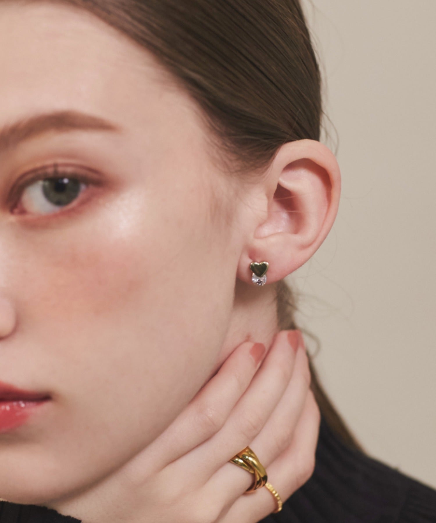 ciite' シーテ ピアス（両耳用） 【 金属アレルギー対応 】 ハートビジューピアス サージカルステンレス (両耳用)