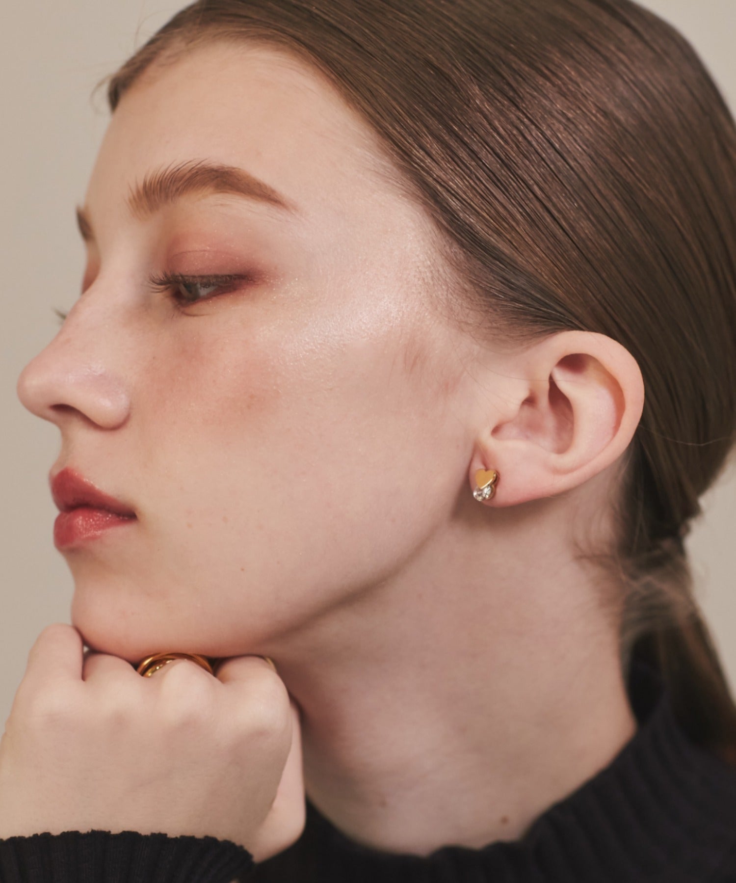 ciite' シーテ ピアス（両耳用） 【 金属アレルギー対応 】 ハートビジューピアス サージカルステンレス (両耳用)