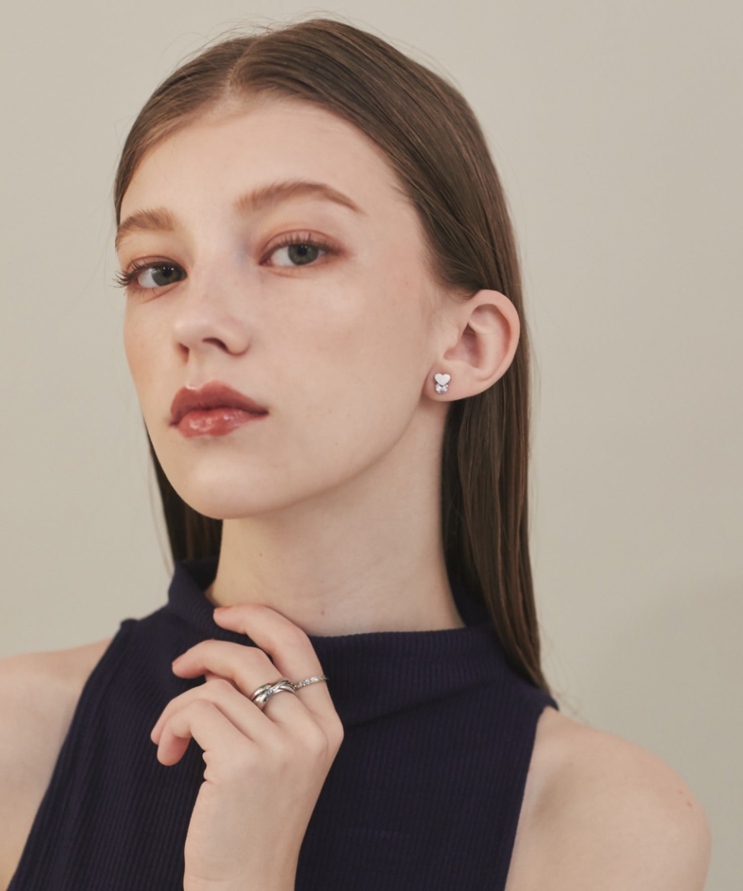 ciite' シーテ ピアス（両耳用） 【 金属アレルギー対応 】 ハートビジューピアス サージカルステンレス (両耳用)