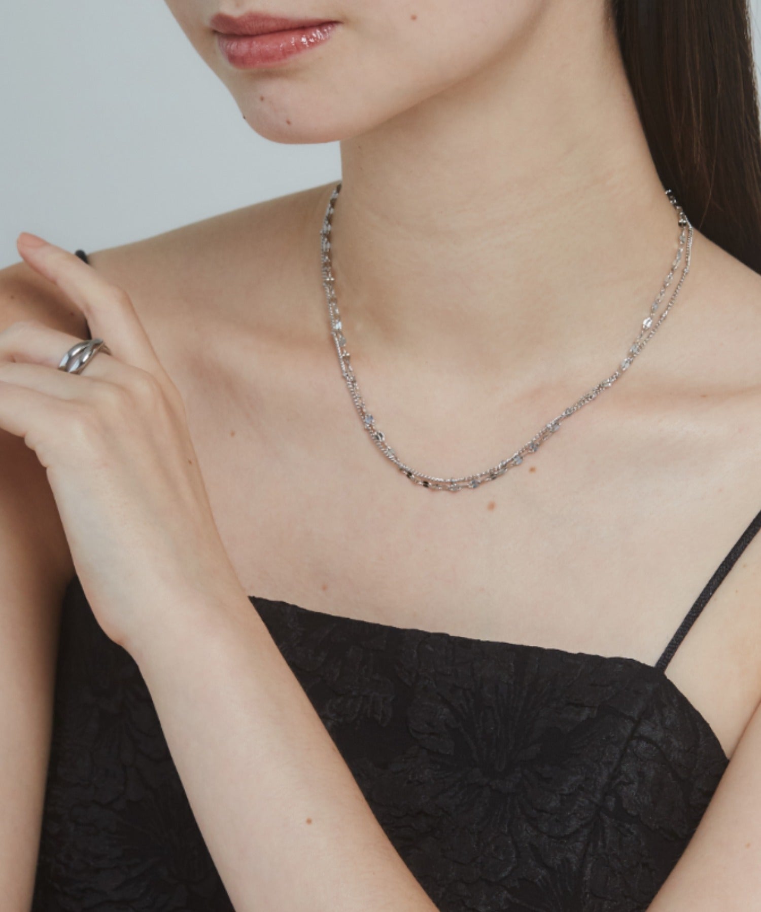 ciite' シーテ ネックレス 【 金属アレルギー対応 】 2連チェーンネックレス サージカルステンレス シルバー FREE