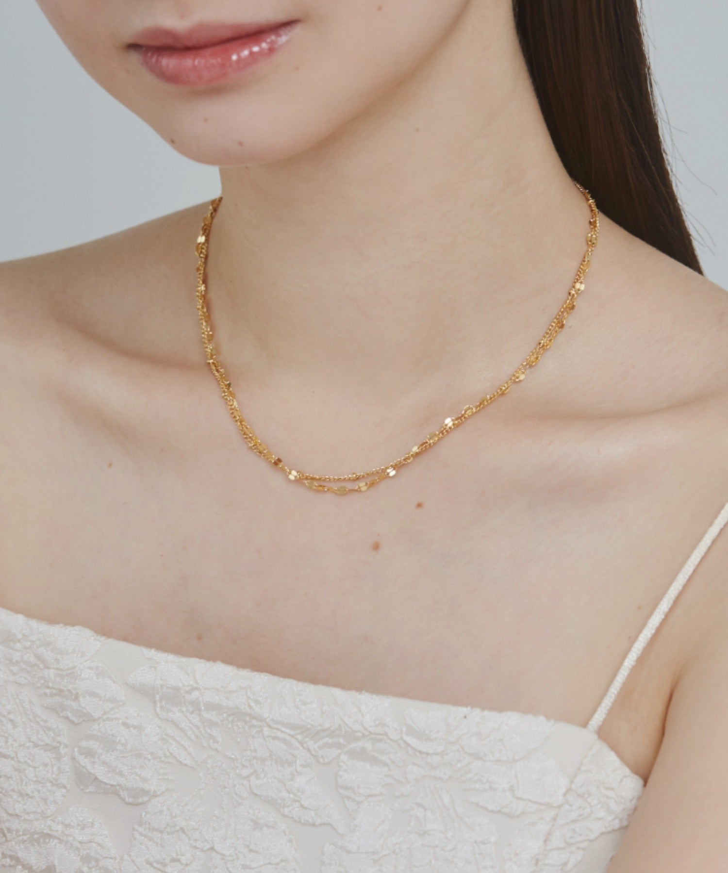 ciite' シーテ ネックレス 【 金属アレルギー対応 】 2連チェーンネックレス サージカルステンレス ゴールド FREE