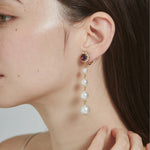 ciite' シーテ イヤリング フロントビジュー 4連パールイヤリング (両耳用) パープル FREE