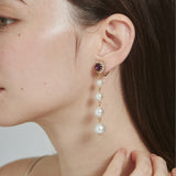 ciite' シーテ イヤリング フロントビジュー 4連パールイヤリング (両耳用) パープル FREE