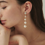 ciite' シーテ イヤリング フロントビジュー 4連パールイヤリング (両耳用) ホワイト FREE