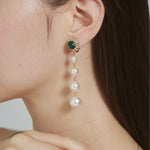 ciite' シーテ イヤリング フロントビジュー 4連パールイヤリング (両耳用) グリーン FREE