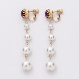 ciite' シーテ イヤリング フロントビジュー 4連パールイヤリング (両耳用)