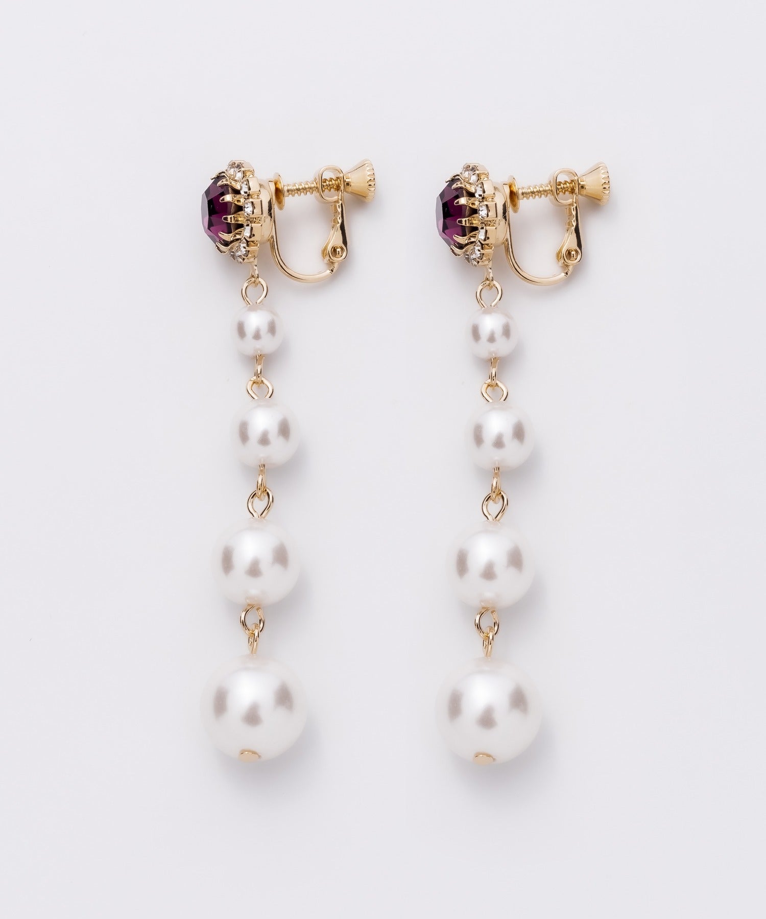 ciite' シーテ イヤリング フロントビジュー 4連パールイヤリング (両耳用)