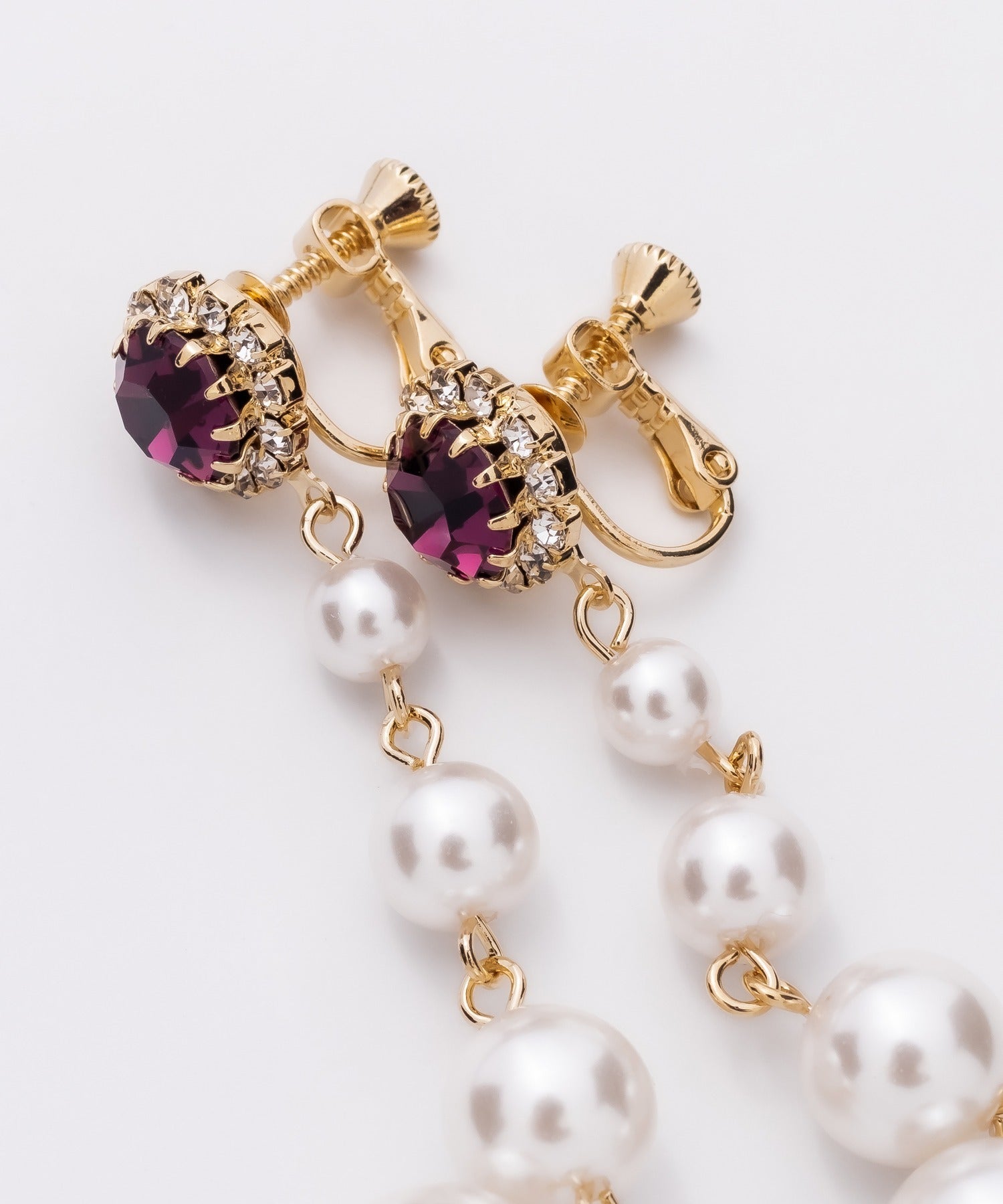 ciite' シーテ イヤリング フロントビジュー 4連パールイヤリング (両耳用)