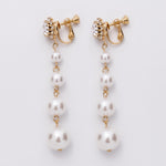 ciite' シーテ イヤリング フロントビジュー 4連パールイヤリング (両耳用)