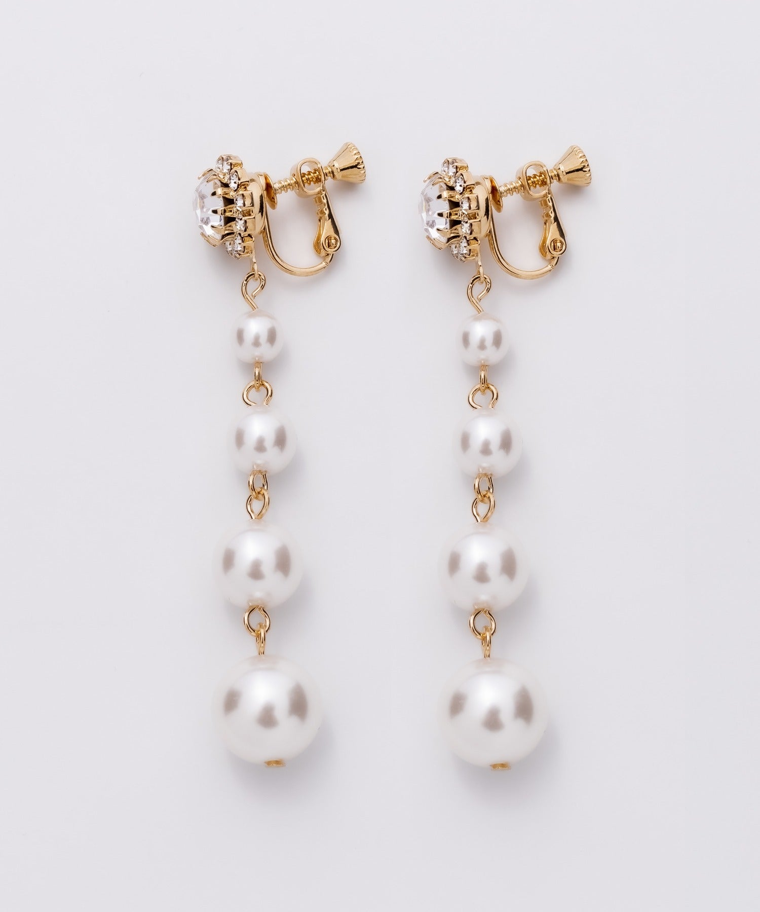 ciite' シーテ イヤリング フロントビジュー 4連パールイヤリング (両耳用)