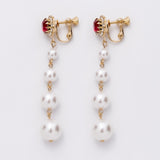 ciite' シーテ イヤリング フロントビジュー 4連パールイヤリング (両耳用)