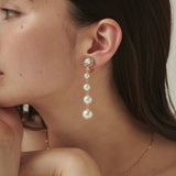 ciite' シーテ イヤリング フロントビジュー 4連パールイヤリング (両耳用)