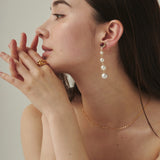 ciite' シーテ イヤリング フロントビジュー 4連パールイヤリング (両耳用)