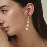 ciite' シーテ イヤリング フロントビジュー 4連パールイヤリング (両耳用)