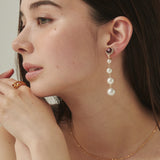 ciite' シーテ イヤリング フロントビジュー 4連パールイヤリング (両耳用)