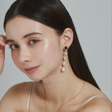 ciite' シーテ イヤリング フロントビジュー 4連パールイヤリング (両耳用)