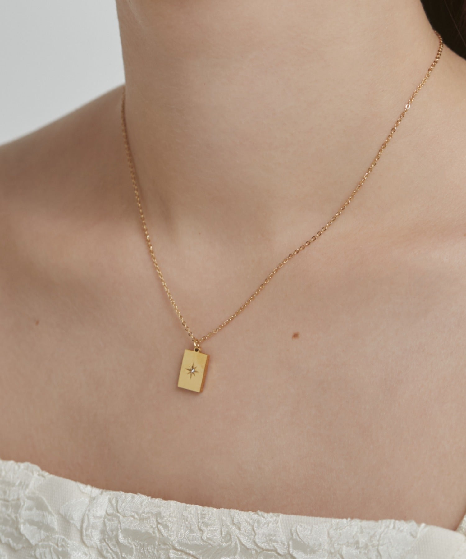 ciite' シーテ ネックレス 【 金属アレルギー対応 】 ビジュープレートネックレス サージカルステンレス ゴールド FREE