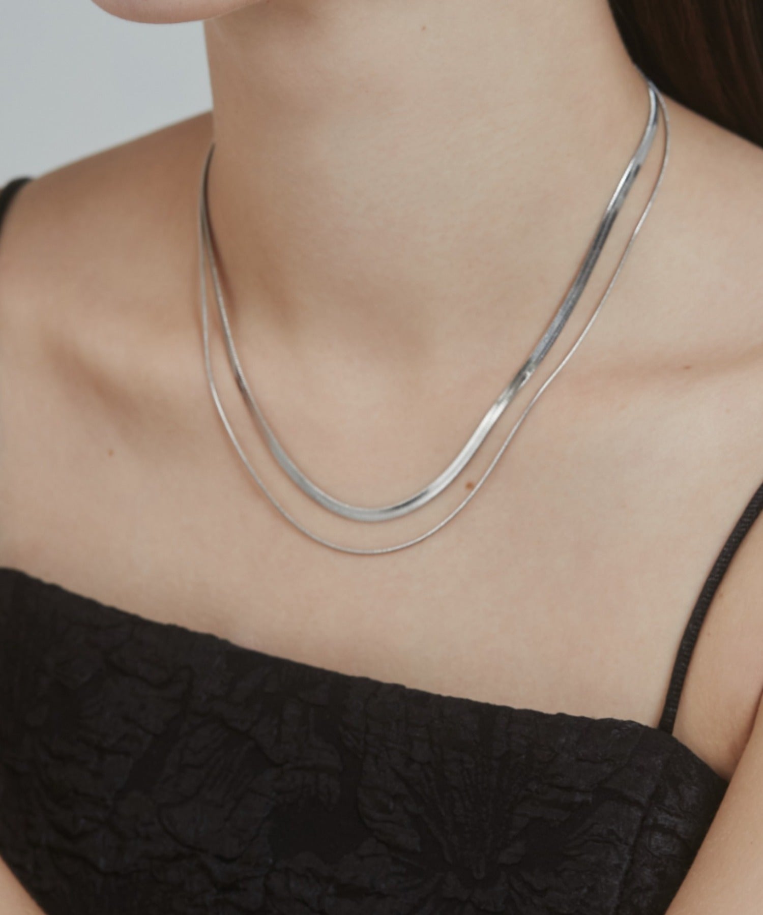 ciite' シーテ ネックレス 【 金属アレルギー対応 】 2連スネークチェーンネックレス サージカルステンレス シルバー FREE