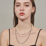 ciite' シーテ ネックレス 【 金属アレルギー対応 】3連パールチェーンネックレス サージカルステンレス 38～43cm, 40～45cm