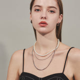 ciite' シーテ ネックレス 【 金属アレルギー対応 】3連パールチェーンネックレス サージカルステンレス 38～43cm, 40～45cm