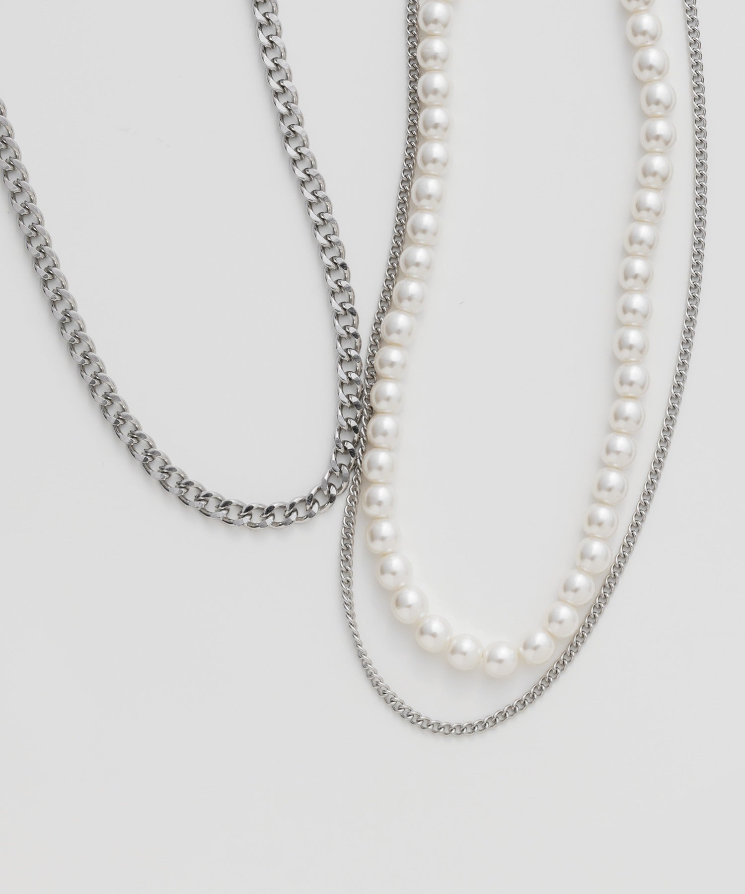 ciite' シーテ ネックレス 【 金属アレルギー対応 】3連パールチェーンネックレス サージカルステンレス 38～43cm, 40～45cm