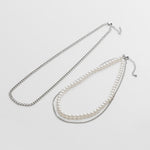 ciite' シーテ ネックレス 【 金属アレルギー対応 】3連パールチェーンネックレス サージカルステンレス 38～43cm, 40～45cm