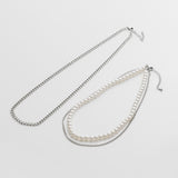 ciite' シーテ ネックレス 【 金属アレルギー対応 】3連パールチェーンネックレス サージカルステンレス 38～43cm, 40～45cm