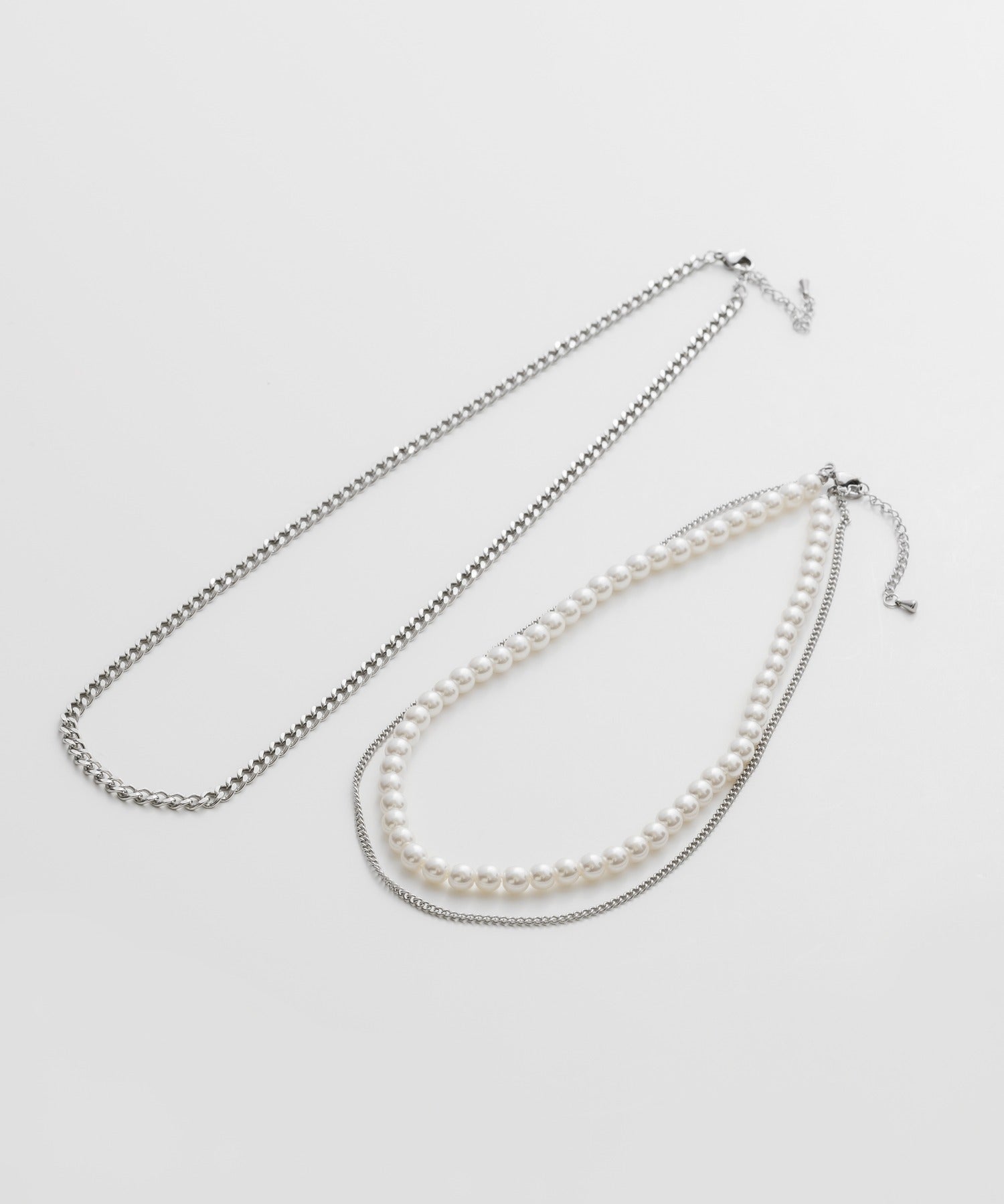 ciite' シーテ ネックレス 【 金属アレルギー対応 】3連パールチェーンネックレス サージカルステンレス 38～43cm, 40～45cm