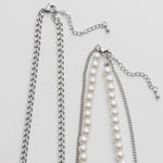 ciite' シーテ ネックレス 【 金属アレルギー対応 】3連パールチェーンネックレス サージカルステンレス 38～43cm, 40～45cm