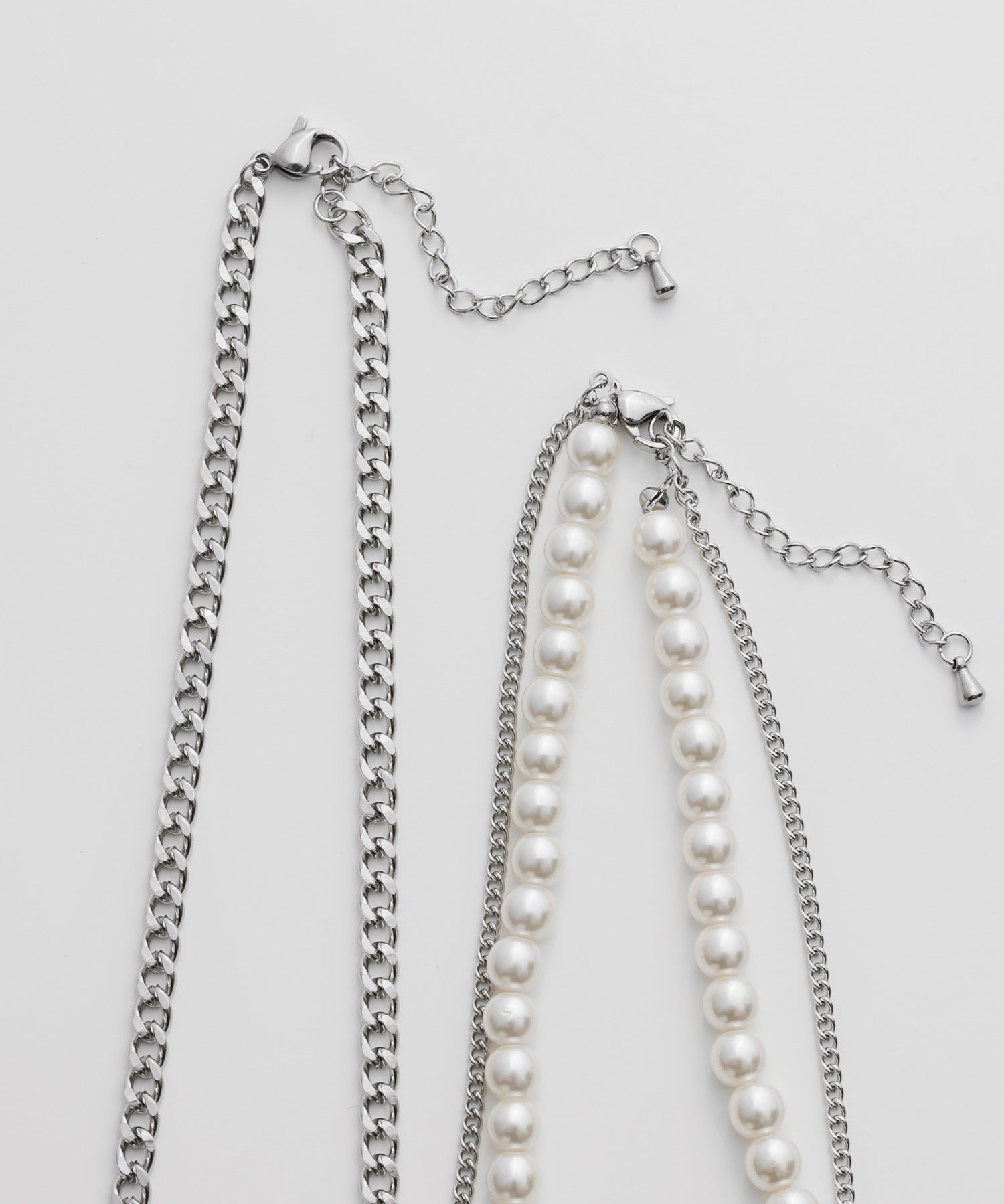 ciite' シーテ ネックレス 【 金属アレルギー対応 】3連パールチェーンネックレス サージカルステンレス 38～43cm, 40～45cm