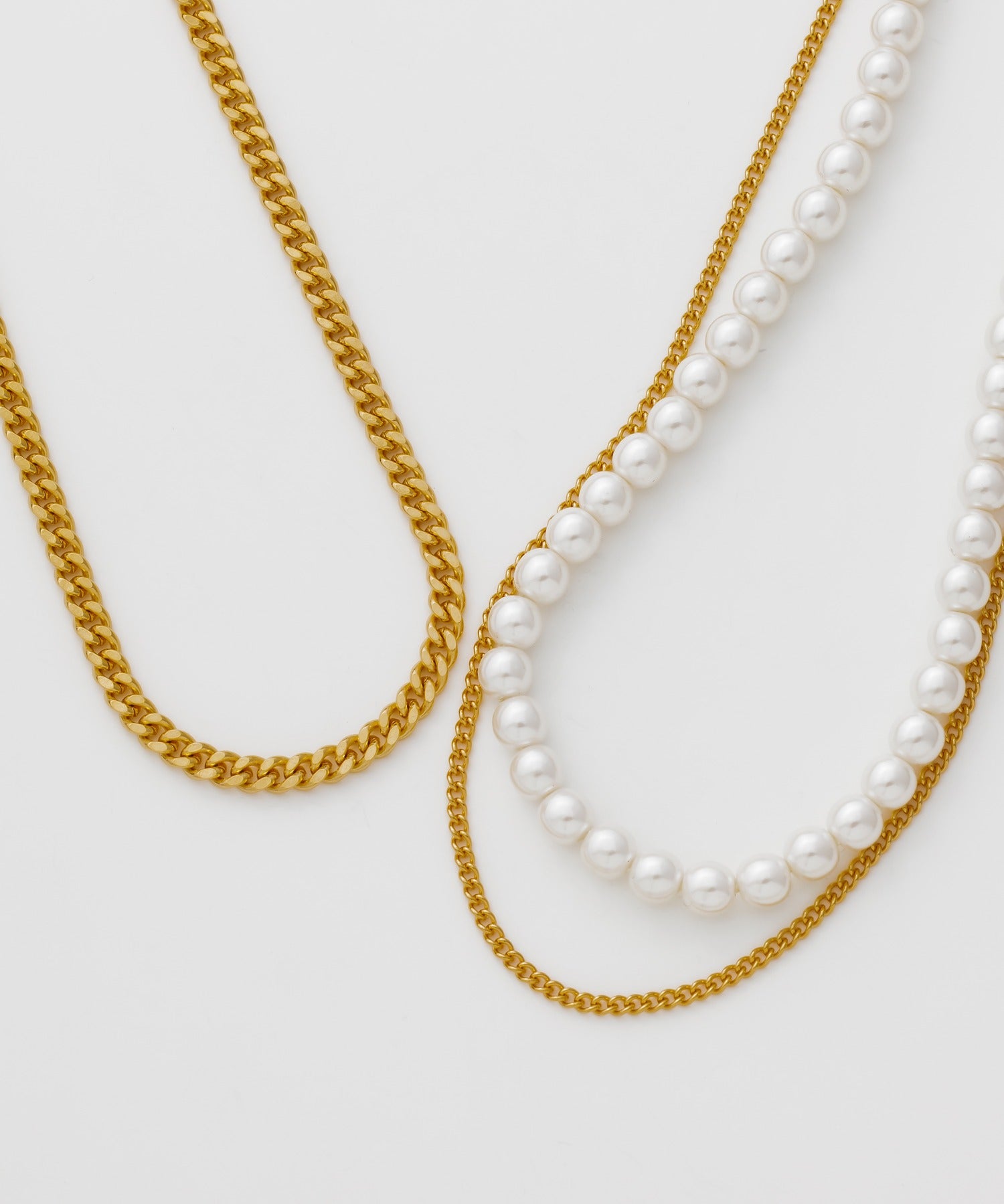 ciite' シーテ ネックレス 【 金属アレルギー対応 】3連パールチェーンネックレス サージカルステンレス 38～43cm, 40～45cm