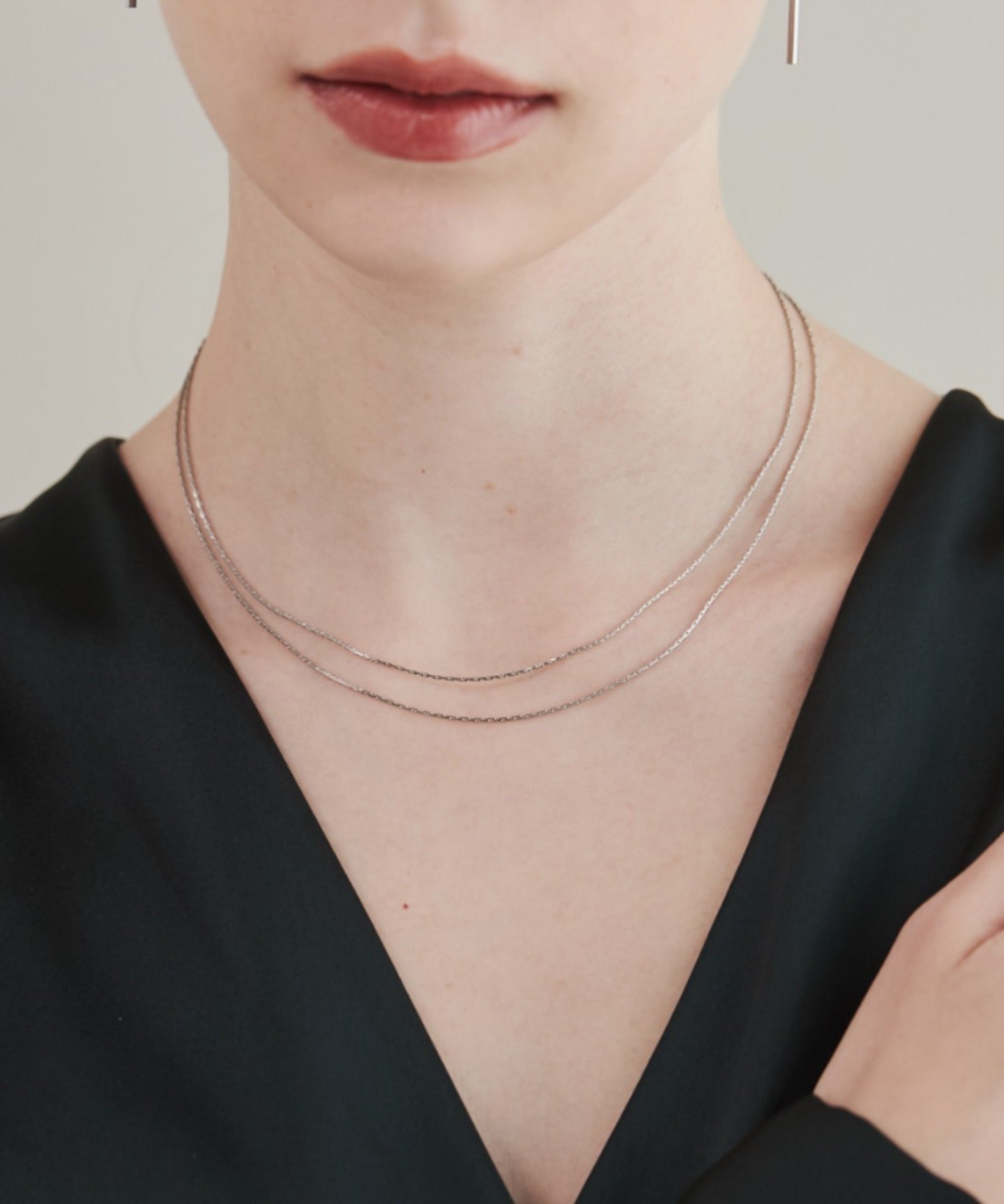 ciite' シーテ ネックレス 【 金属アレルギー対応 】 2連チェーンネックレス サージカルステンレス 36～41cm, 39～44cm シルバー FREE