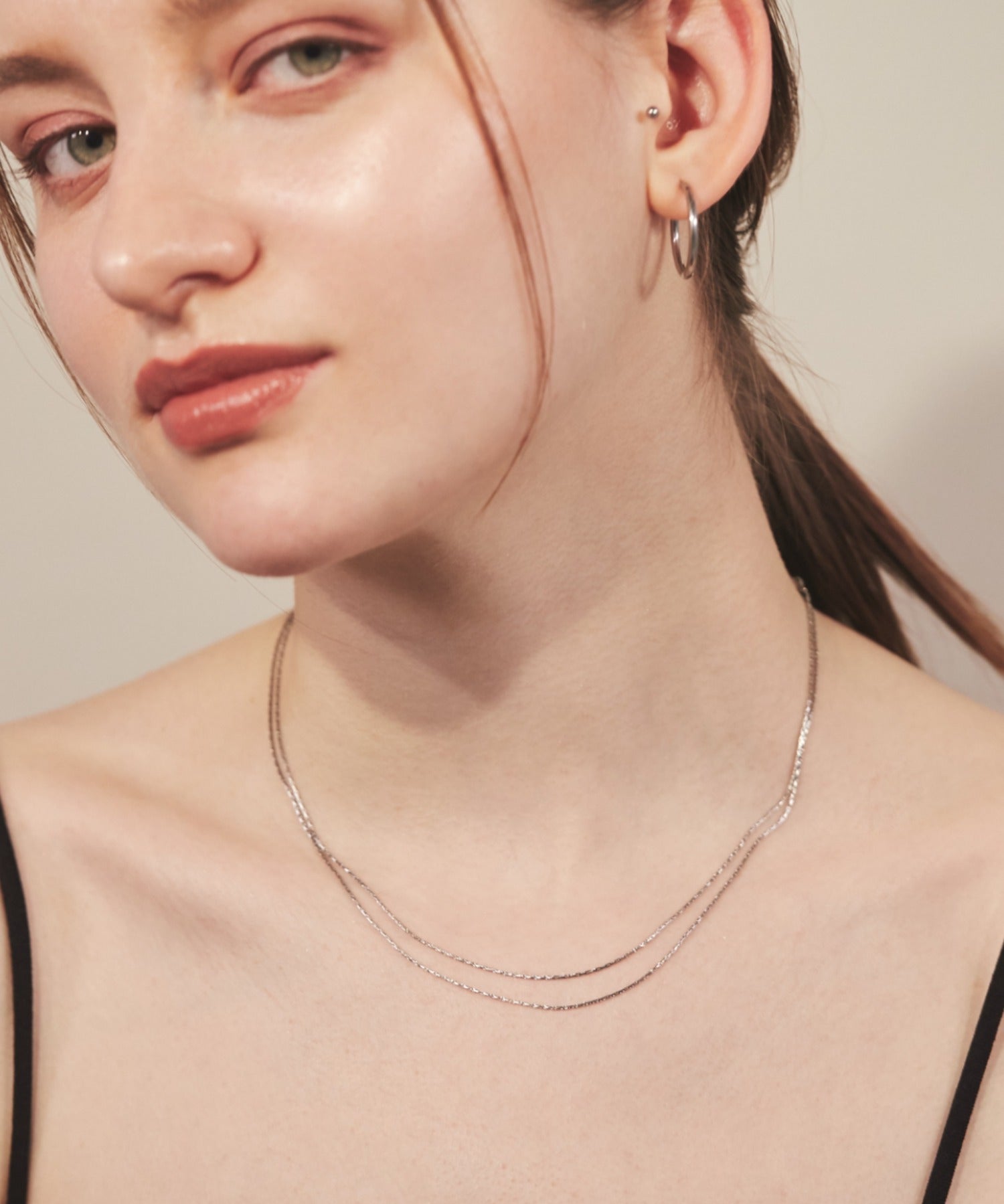 ciite' シーテ ネックレス 【 金属アレルギー対応 】 2連チェーンネックレス サージカルステンレス 36～41cm, 39～44cm