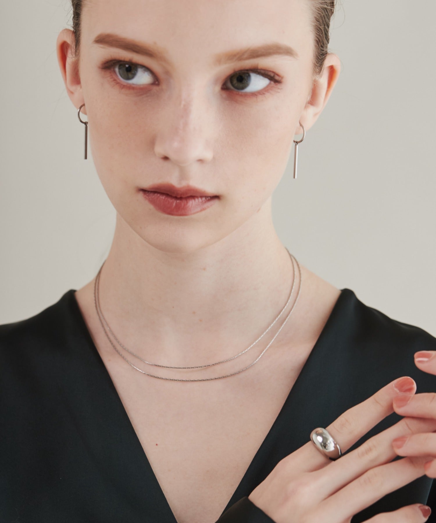 ciite' シーテ ネックレス 【 金属アレルギー対応 】 2連チェーンネックレス サージカルステンレス 36～41cm, 39～44cm