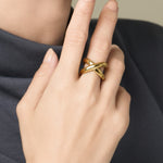 ciite' シーテ リング 【 金属アレルギー対応 】 ビッグクロスリング サージカルステンレス ゴールド