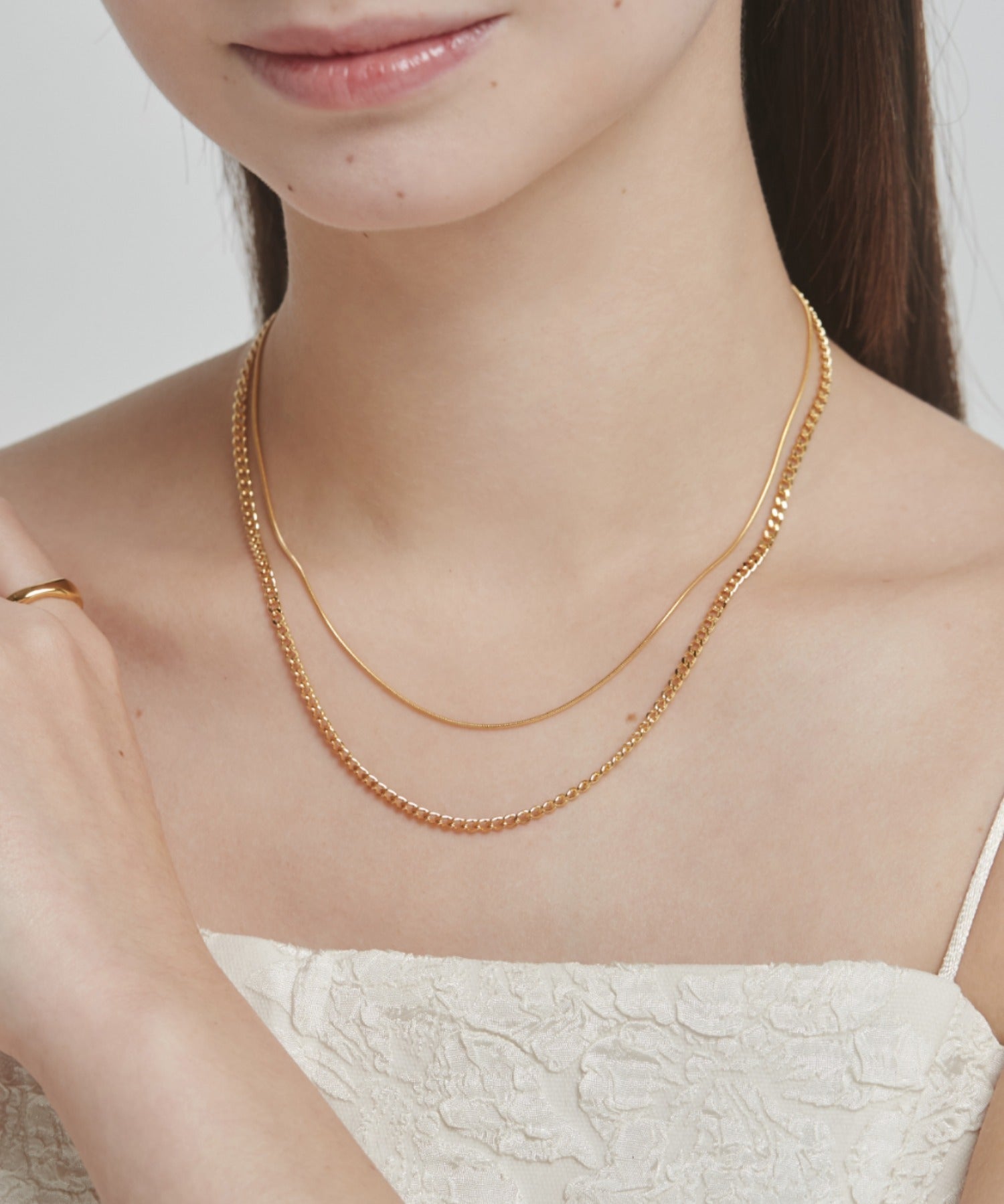 ciite' シーテ ネックレス 【 金属アレルギー対応 】 チェーンネックレス 2セット サージカルステンレス （38～43cm, 40～45cm） ゴールド FREE