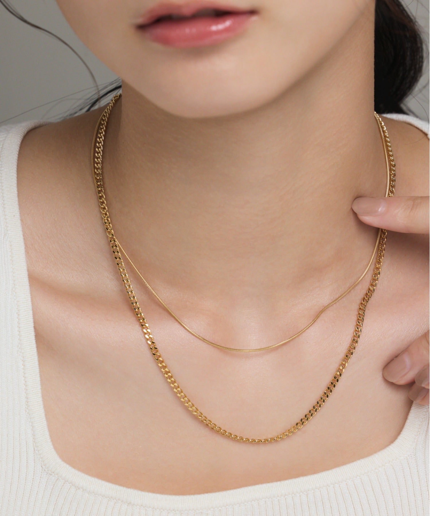 ciite' シーテ ネックレス 【 金属アレルギー対応 】 チェーンネックレス 2セット サージカルステンレス （38～43cm, 40～45cm）