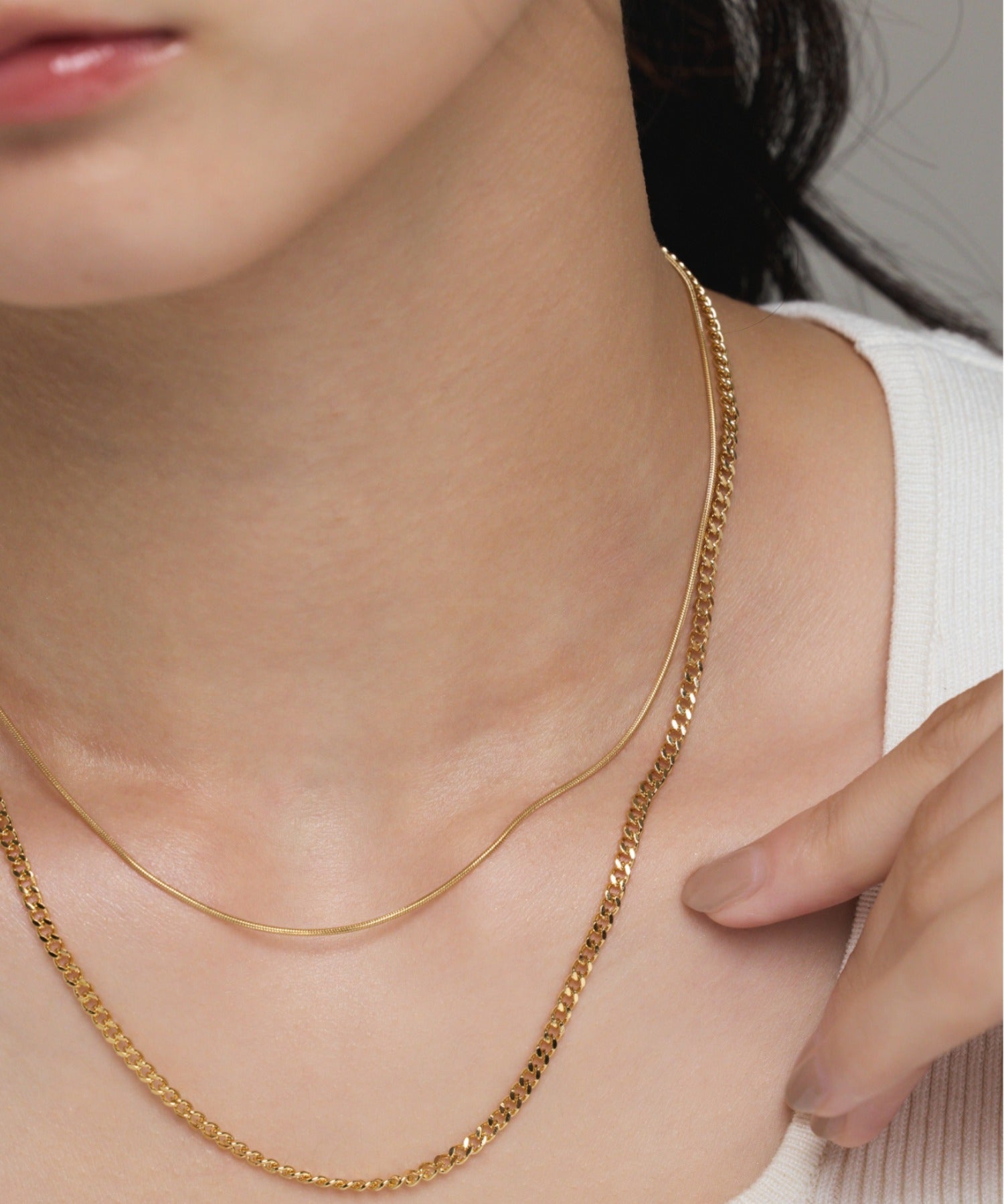 ciite' シーテ ネックレス 【 金属アレルギー対応 】 チェーンネックレス 2セット サージカルステンレス （38～43cm, 40～45cm）