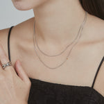 ciite' シーテ ネックレス 【 金属アレルギー対応 】 1mm スネークネックレス 2個セット サージカルステンレス 36～41cm, 39～44cm シルバー FREE