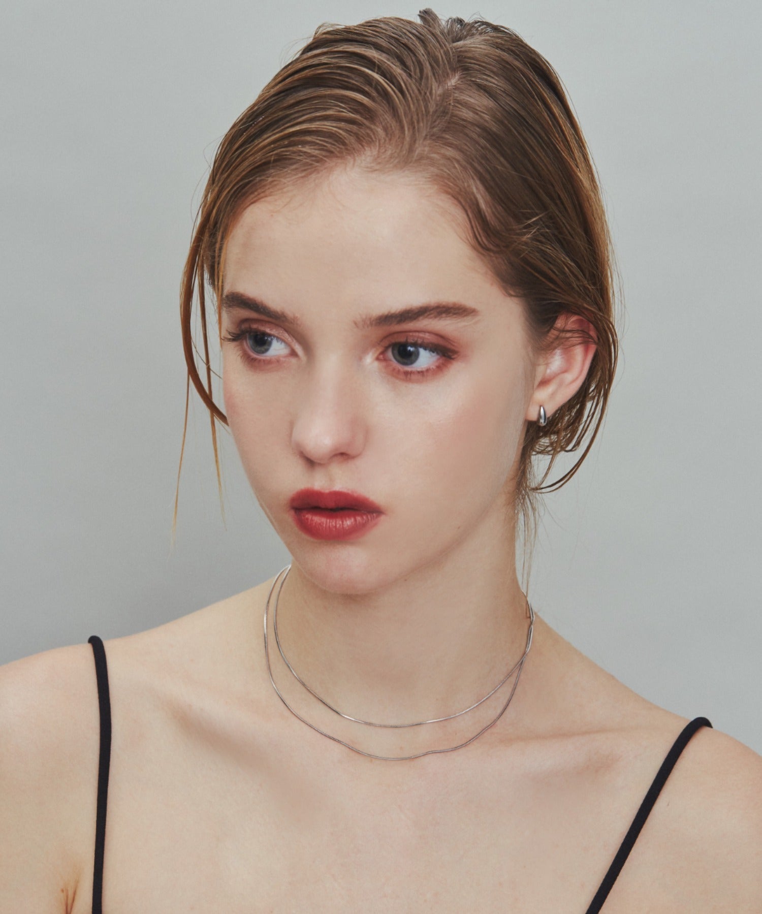 ciite' シーテ ネックレス 【 金属アレルギー対応 】 1mm スネークネックレス 2個セット サージカルステンレス 36～41cm, 39～44cm