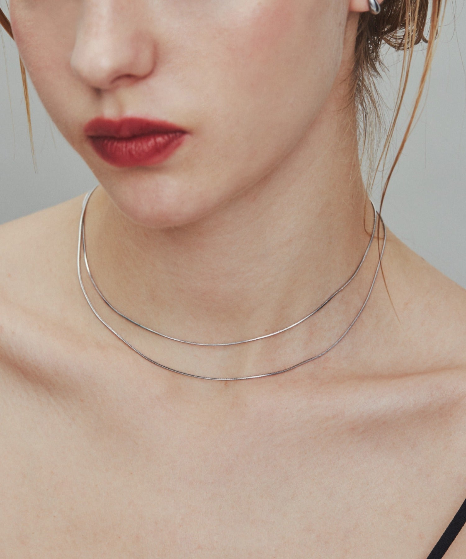 ciite' シーテ ネックレス 【 金属アレルギー対応 】 1mm スネークネックレス 2個セット サージカルステンレス 36～41cm, 39～44cm