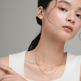 ciite' シーテ ネックレス 【 金属アレルギー対応 】 1mm スネークネックレス 2個セット サージカルステンレス 36～41cm, 39～44cm