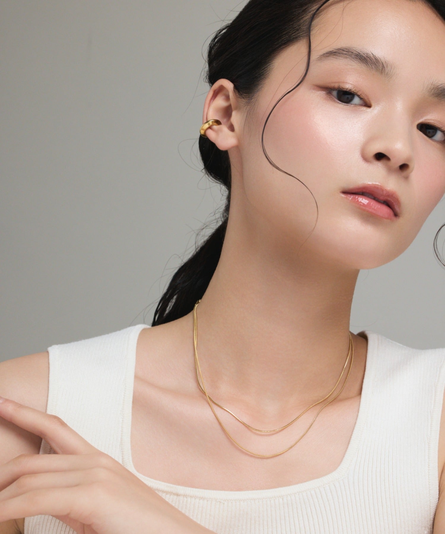 ciite' シーテ ネックレス 【 金属アレルギー対応 】 1mm スネークネックレス 2個セット サージカルステンレス 36～41cm, 39～44cm