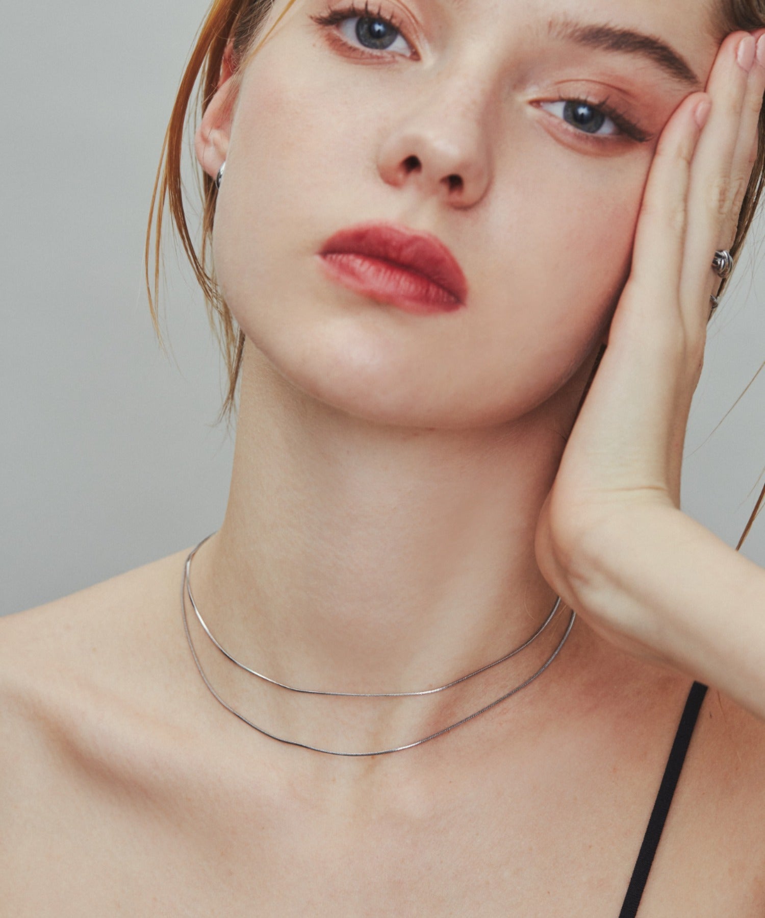 ciite' シーテ ネックレス 【 金属アレルギー対応 】 1mm スネークネックレス 2個セット サージカルステンレス 36～41cm, 39～44cm