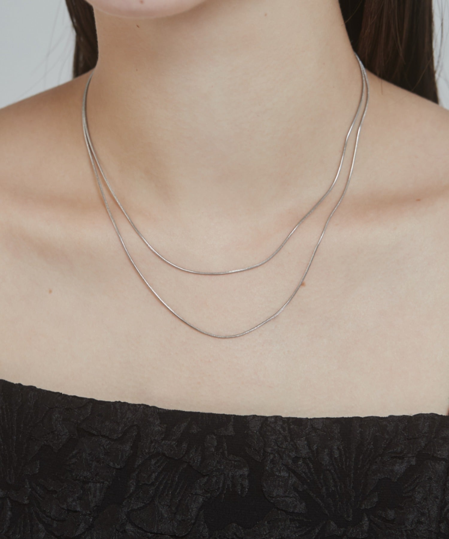 ciite' シーテ ネックレス 【 金属アレルギー対応 】 1mm スネークネックレス 2個セット サージカルステンレス 36～41cm, 39～44cm