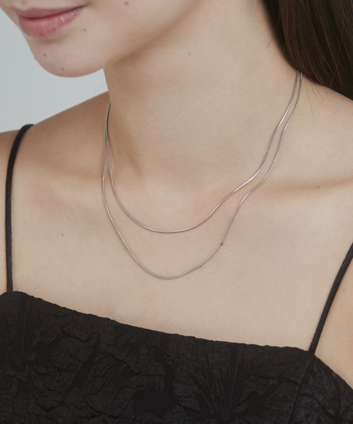 ciite' シーテ ネックレス 【 金属アレルギー対応 】 1mm スネークネックレス 2個セット サージカルステンレス 36～41cm, 39～44cm