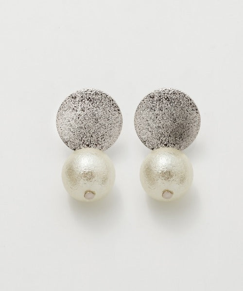 ciite' シーテ ピアス（両耳用） 梨地プレート × パールピアス (両耳用) シルバー系その他 FREE