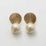 ciite' シーテ ピアス（両耳用） 梨地プレート × パールピアス (両耳用) ゴールド系その他 FREE